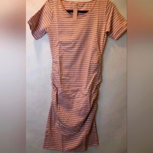 pregnancy dress LIU & QU pink white striped short sleeve dress size Small